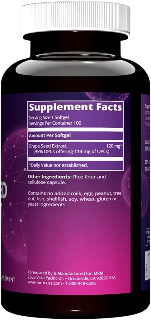 MRM Nutrition Grape Seed Extract | Circulation | Antioxidants | Anti-agning | Gluten Free + Vegan | 100 Servings