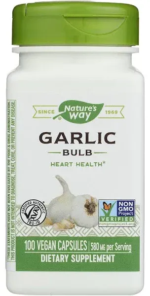 Nature&#039;s Way Garlic Bulb 100 Vegan Caps Each Exp:02/2029