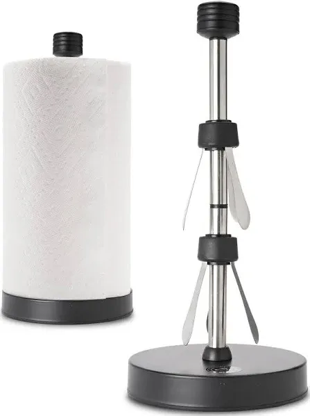 Dear Household Stainless Steel Black Paper Towel Holder Designed for Easy One-Handed Operation - This Sturdy Weighted Paper Towel Dispenser Countertop