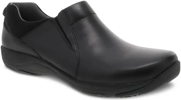 New w/ Box Dansko Neci Black Leather 38 / 8 Slip Resistant Work Shoe Clog Xp On 