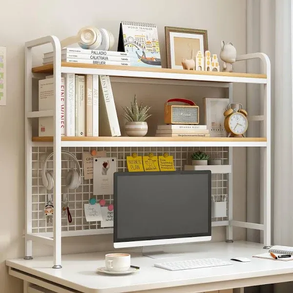 IOTXY 2-Tier Desktop Hutch Bookshelf