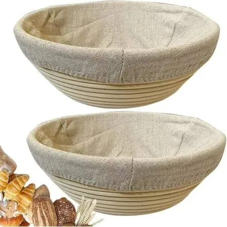 Roesha 9 Inch Round Bread Banneton Proofing Basket Set of 2