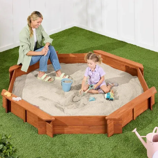 Best Choice Products Kid&#039;s Large Octagonal Wooden Outdoor Sandbox with Cover ...