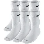 NIKE Unisex Performance Cushion Crew Socks with Bag (6 Pairs), Black/White, Medium