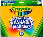 Crayola Classic Washable Marker Set - Classic Colors, Broad Tip, Set of 12