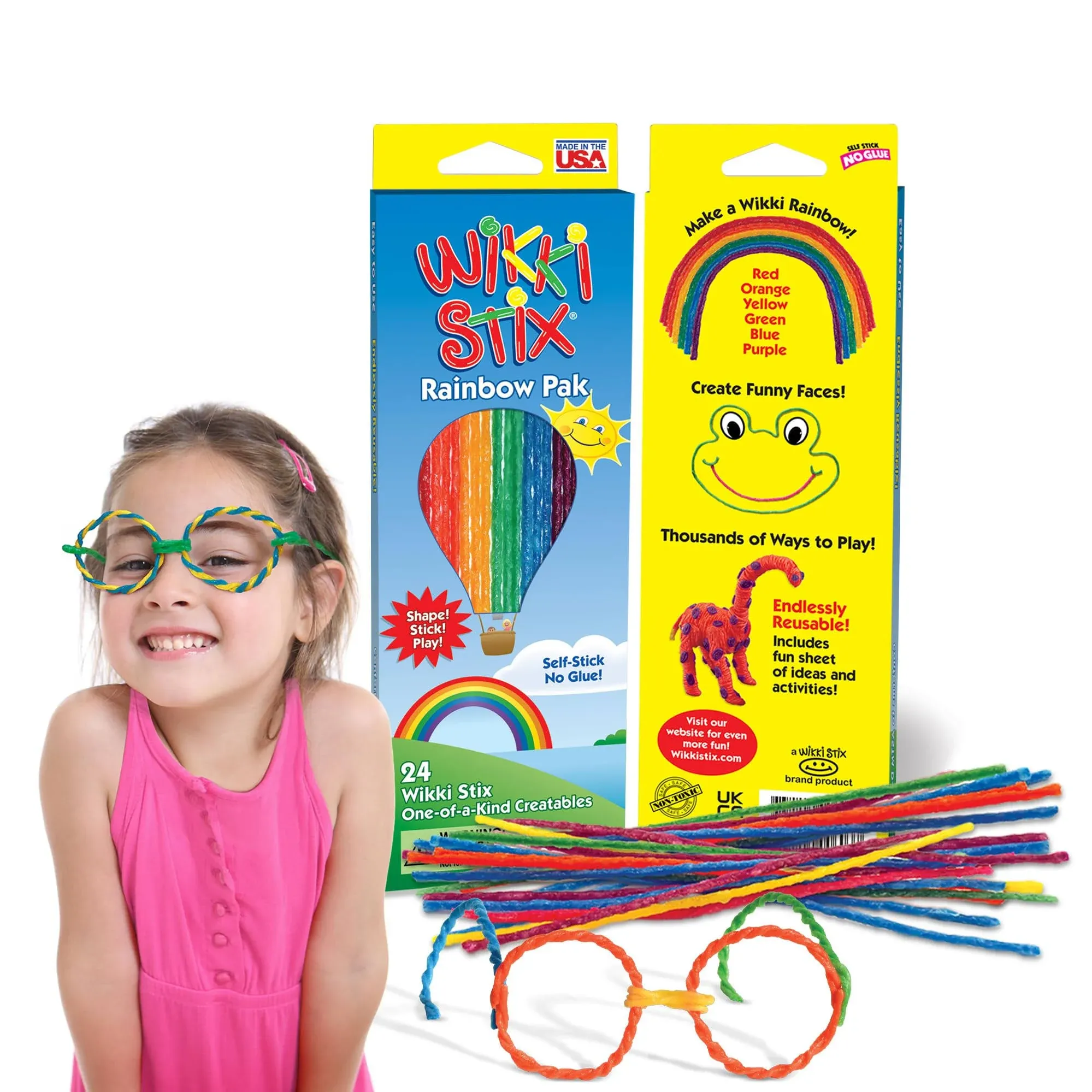 Wikki Stix Rainbow Pak Arts & Crafts, Kids Travel Essential, Pack of 24 in Rainbow Colors, Ages 3 & Up