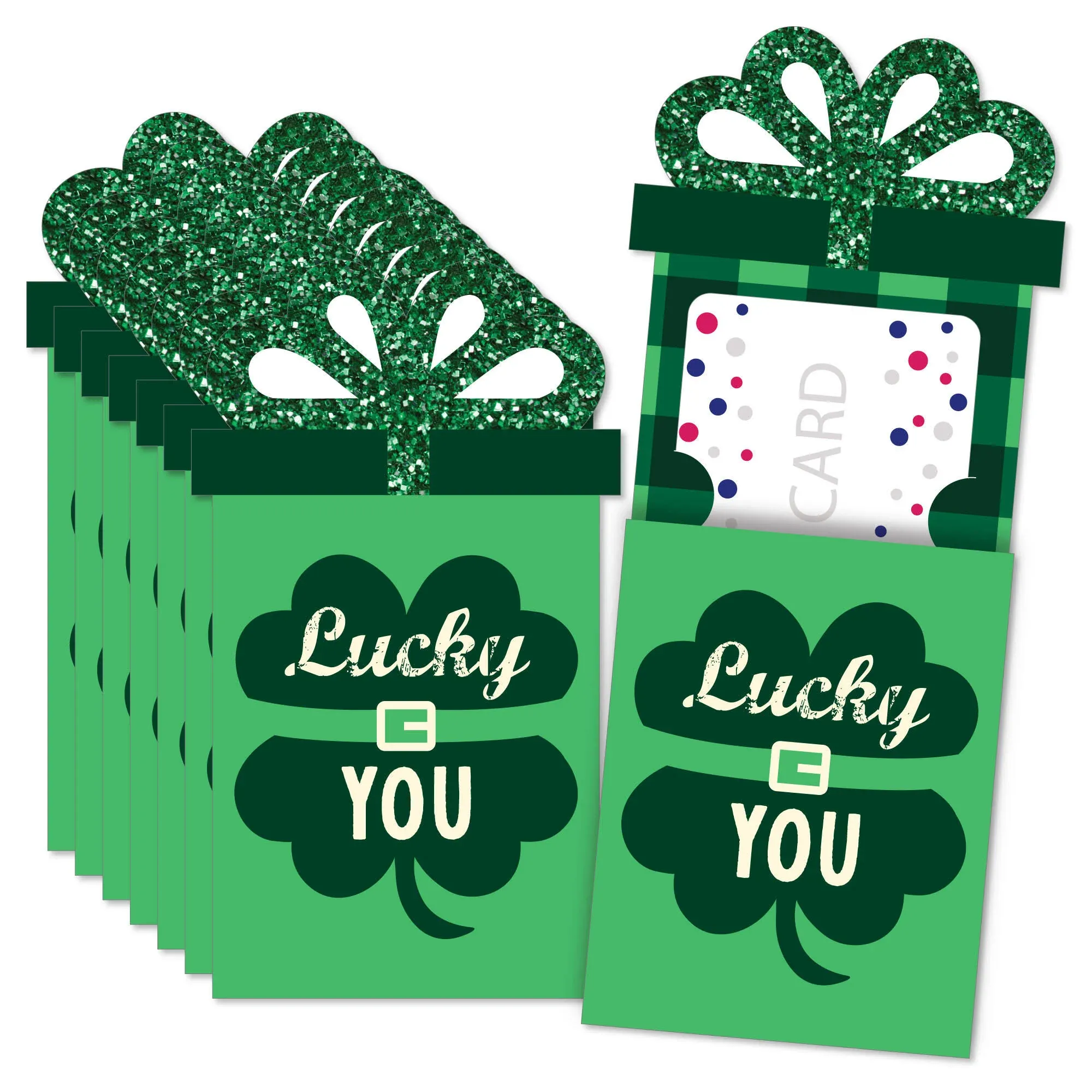 Big Dot of Happiness St. Patrick’s Day - Saint Paddy’s Day Party Money and Gift Card Sleeves - Nifty Gifty Card Holders - Set of 8