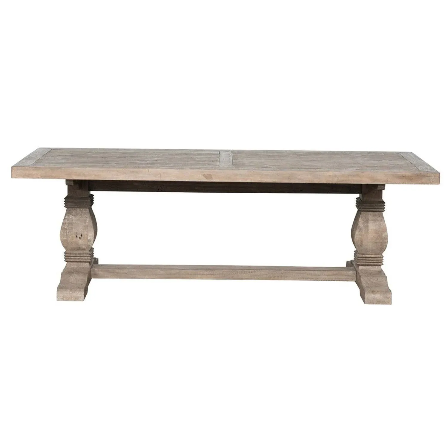 Benjara BM210351 Rectangular Reclaimed Wood Dining Table with Trestle Base ...