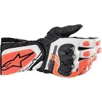 Alpinestars SP-8 V3 Leather Gloves (X-Large, White/Black/Fl<wbr/>uo Red)