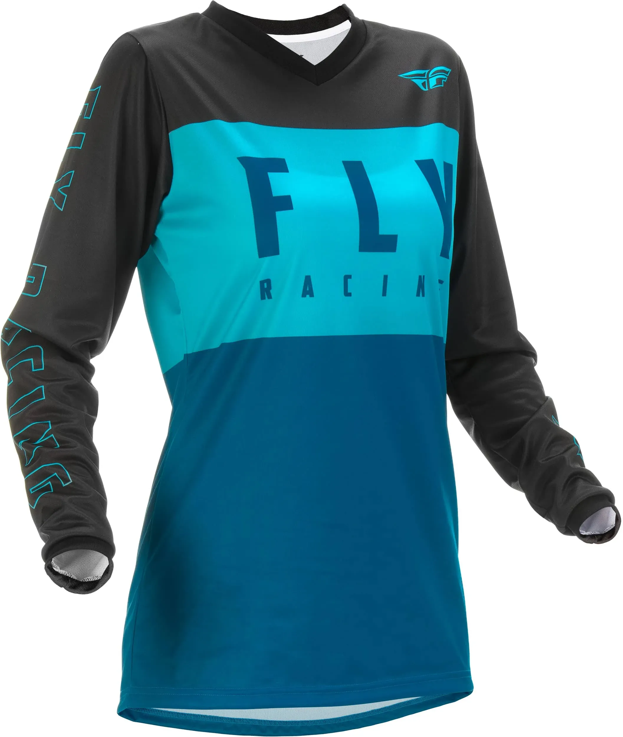 Fly Racing Youth F 16 Jersey Aqua/Dark Teal/Black YM