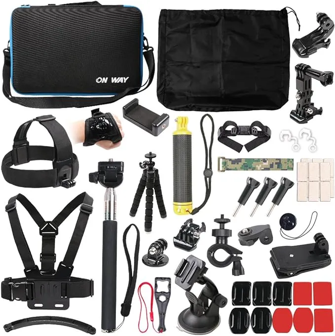 Kitspeed 50 in 1 Basic Common Action Camera Outdoor Sports Accessories Kit for GoPro Hero 12/11/10/9/8/7/6/fusion/5/Session/4/3/DJI/SJ400