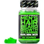 BBS Beard Growth & Hair Growth Vitamins for Men - Maximum Strength 620000mcg Biotin - Collagen - MSM - Keratin - Bamboo Extract - Multivitamin Gummies (Made by Best Beard Stuff USA)