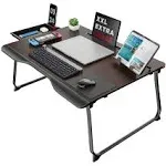 SAIJI Folding Bed Desk for Laptop, Eating Breakfast, Writing, Gaming, Extra Large 25.6" x 19.3" Portable Floor Stand Laptop Desk Table for Adult,Kids, Wood Bed Tray Table Lap Desk