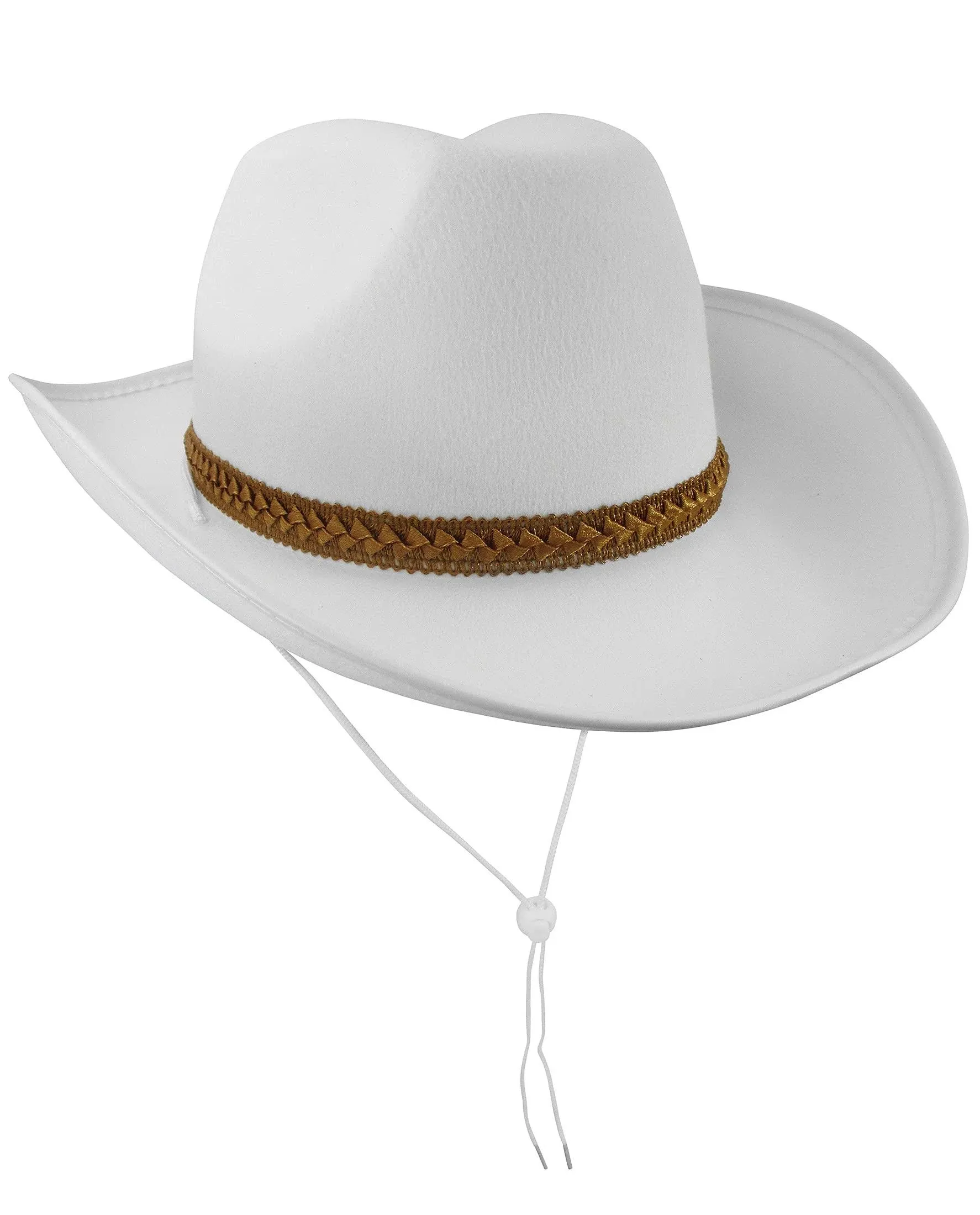 Adult White Felt Rodeo Cowboy Western Cowgirl Hat Halloween Costume Accessory