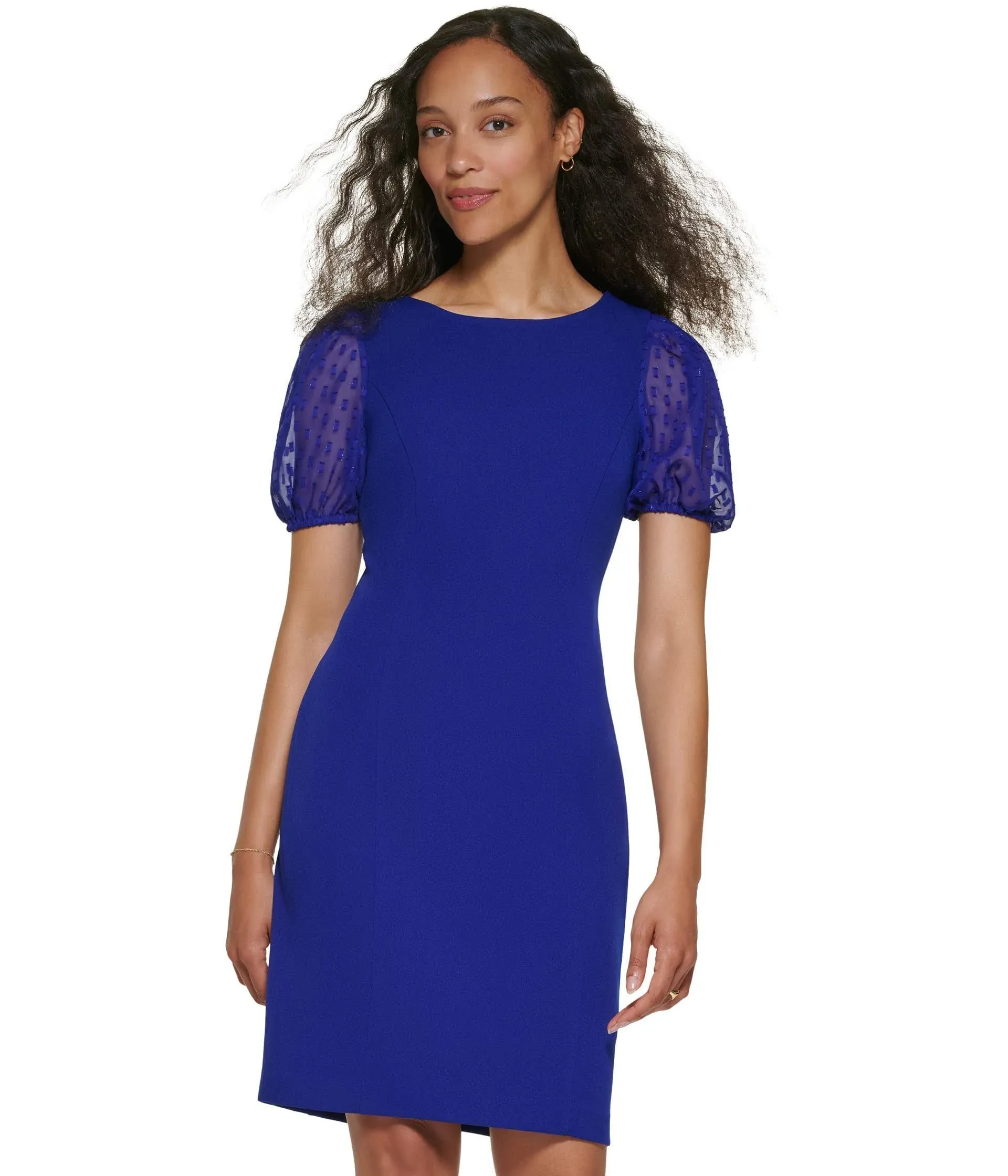 Dkny Women's Puff Sleeves Sheath Dress - Berry Blue - Size 10