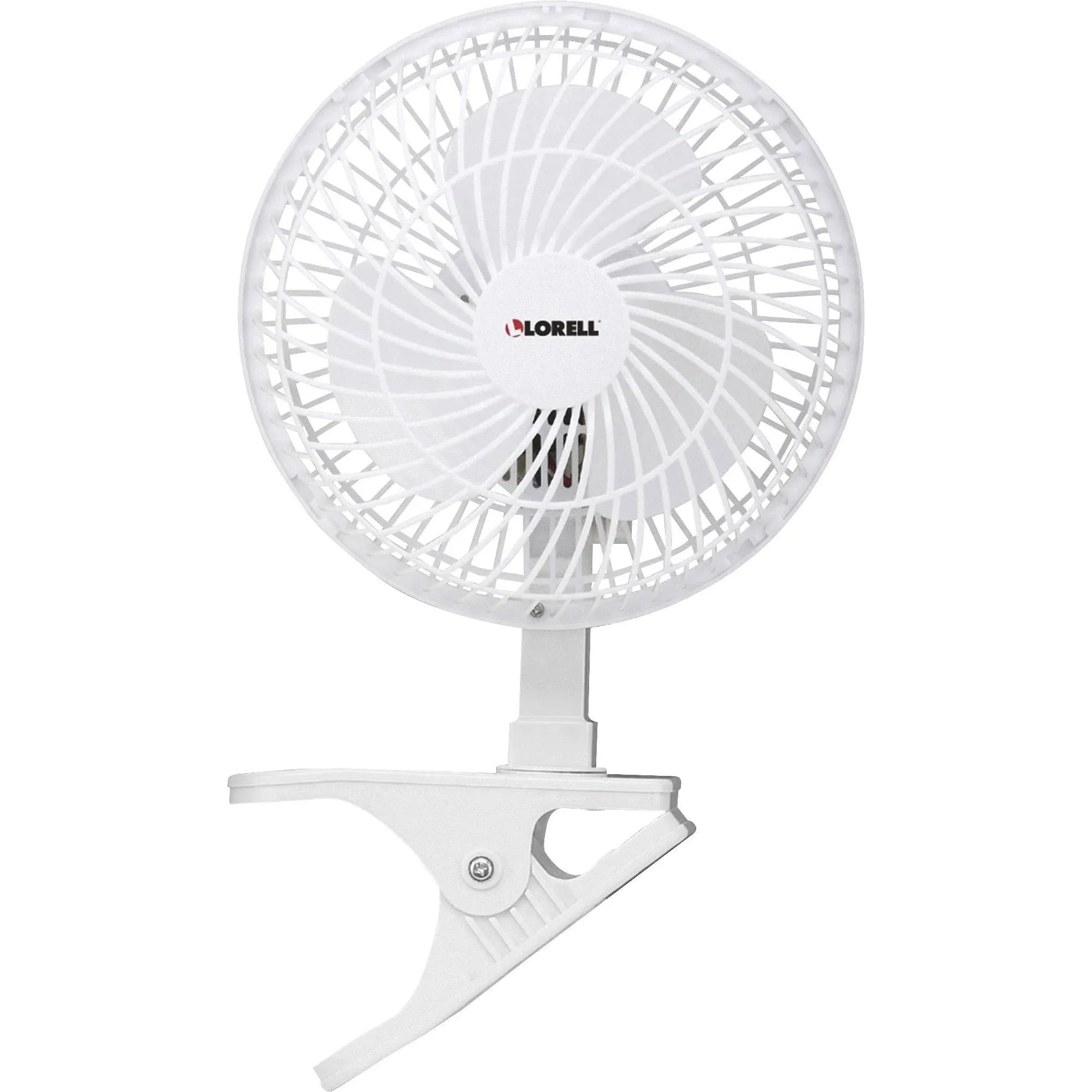 Lorell Clip-On Personal Fan - 152.4 mm Diameter - 2 Speed - Adjustable Tilt Head - 9.5 Height x 7.9 Width x 6 Depth - White