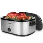 Aroma 22 Quart Electric Roaster Oven Stainless Steel with Self-Basting Lid