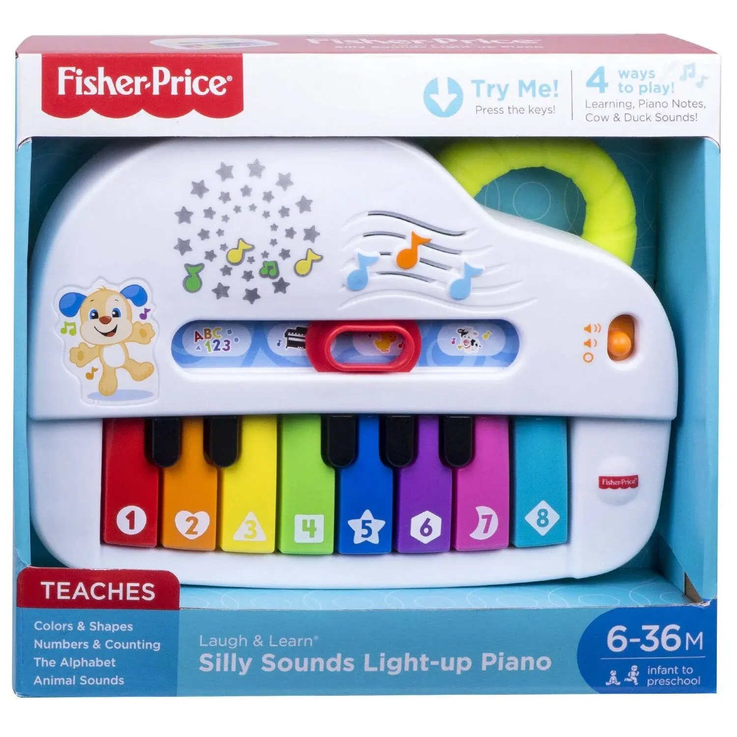 Fisher-Price Laugh & Learn Silly Sounds Light-Up Piano Interactive Toy for Baby & Toddler