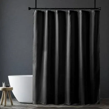 Amazer Black Shower Curtain Liner, Black Fabric Shower Liner, 2-in-1 Bathroom