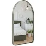 Hamilton Hills | Top Rounded Corner Deep Set Brushed Silver Metal Wall Mirror(24 ...