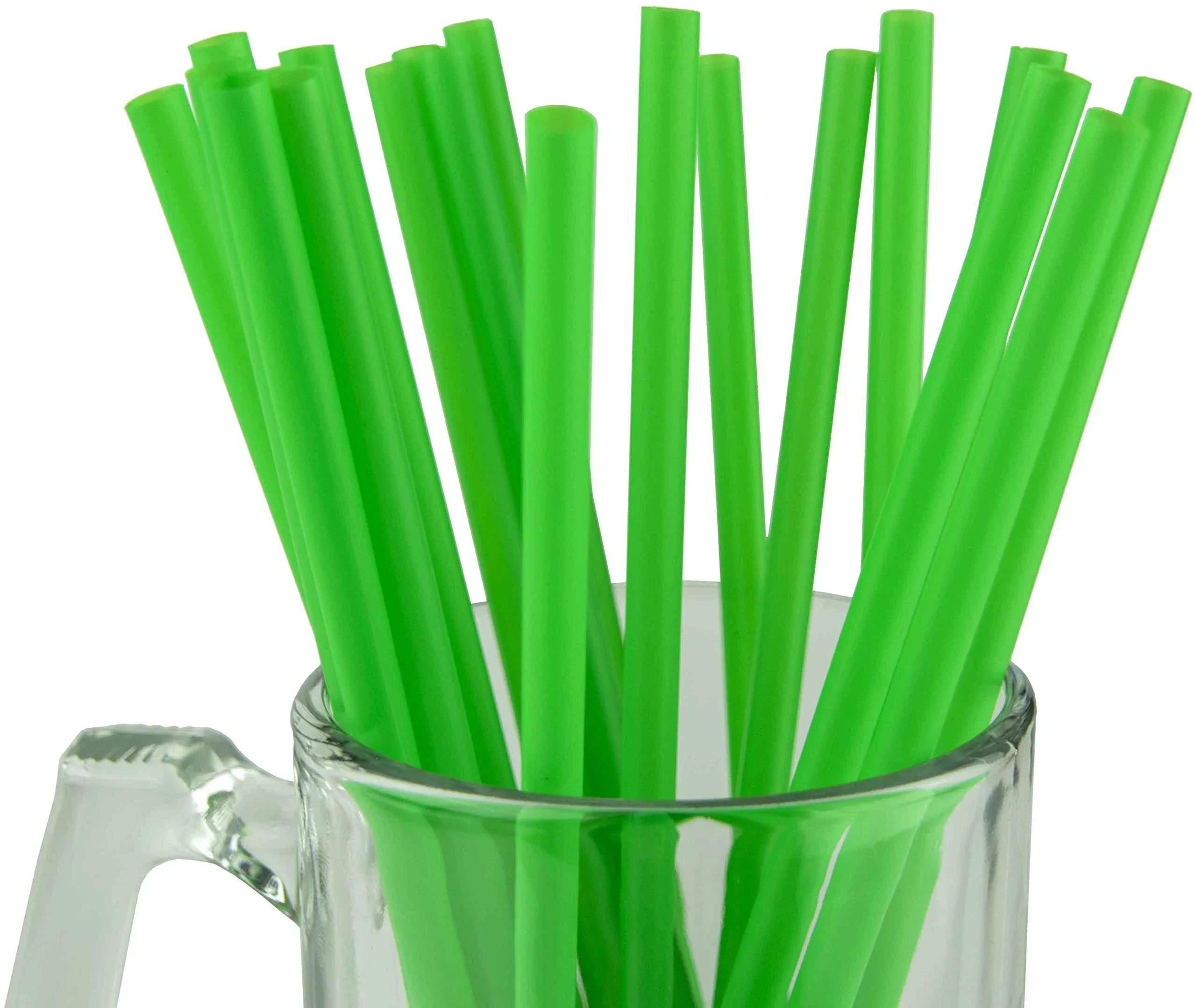 Made in USA Pack of 250 Jumbo Green (10 inch x 0.28 inch) Individually Wrapped Plastic Smoothie Drinking Straws (Non-toxic, BPA-free)