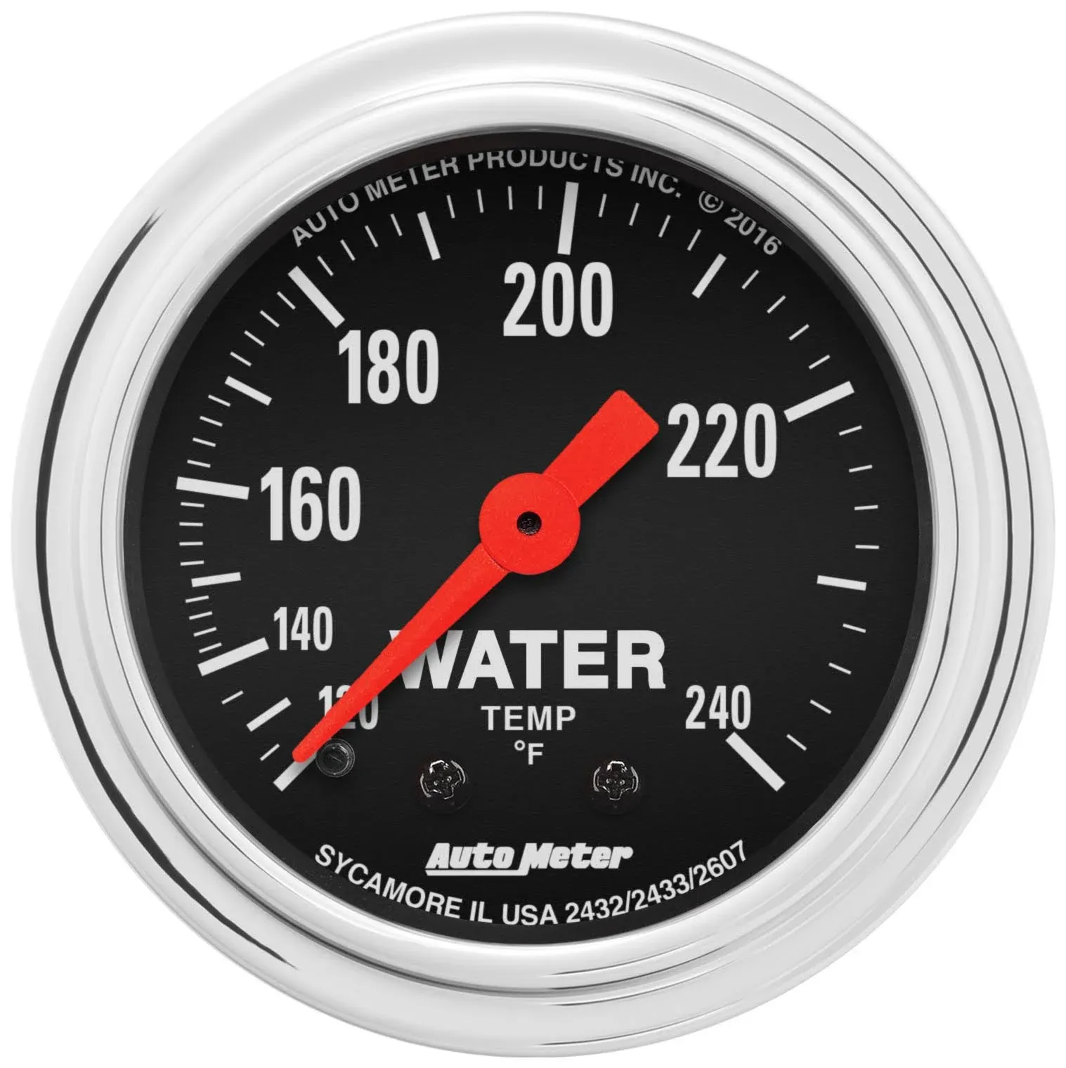 GAUGE; WATER TEMP; 2 1\\/16in.; 120-240deg.F; MECHANICAL; 12FT.; TRADITIONAL CHROM