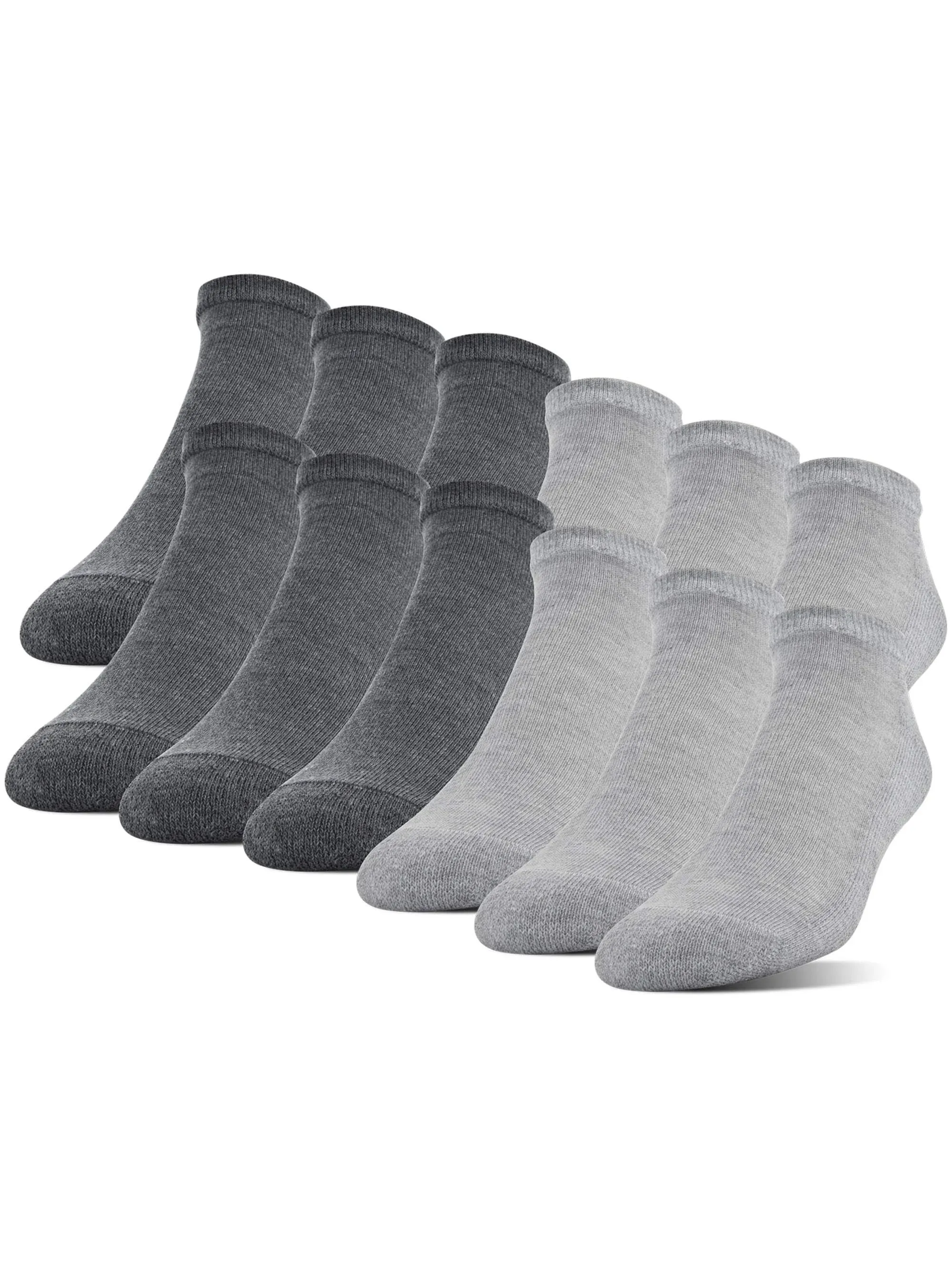 Gildan Men's Polyester Half Cushion No Show Socks, 12-pack