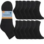 Special Essentials 12 Pairs Cotton Diabetic Ankle Socks - Non-Binding with Extra Wide Top for Men and Women Gray 9-11