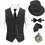 EFORLED 1920s Mens Costume Fedora Hat,Gatsby Gangster Medium Twvest-twbkhat