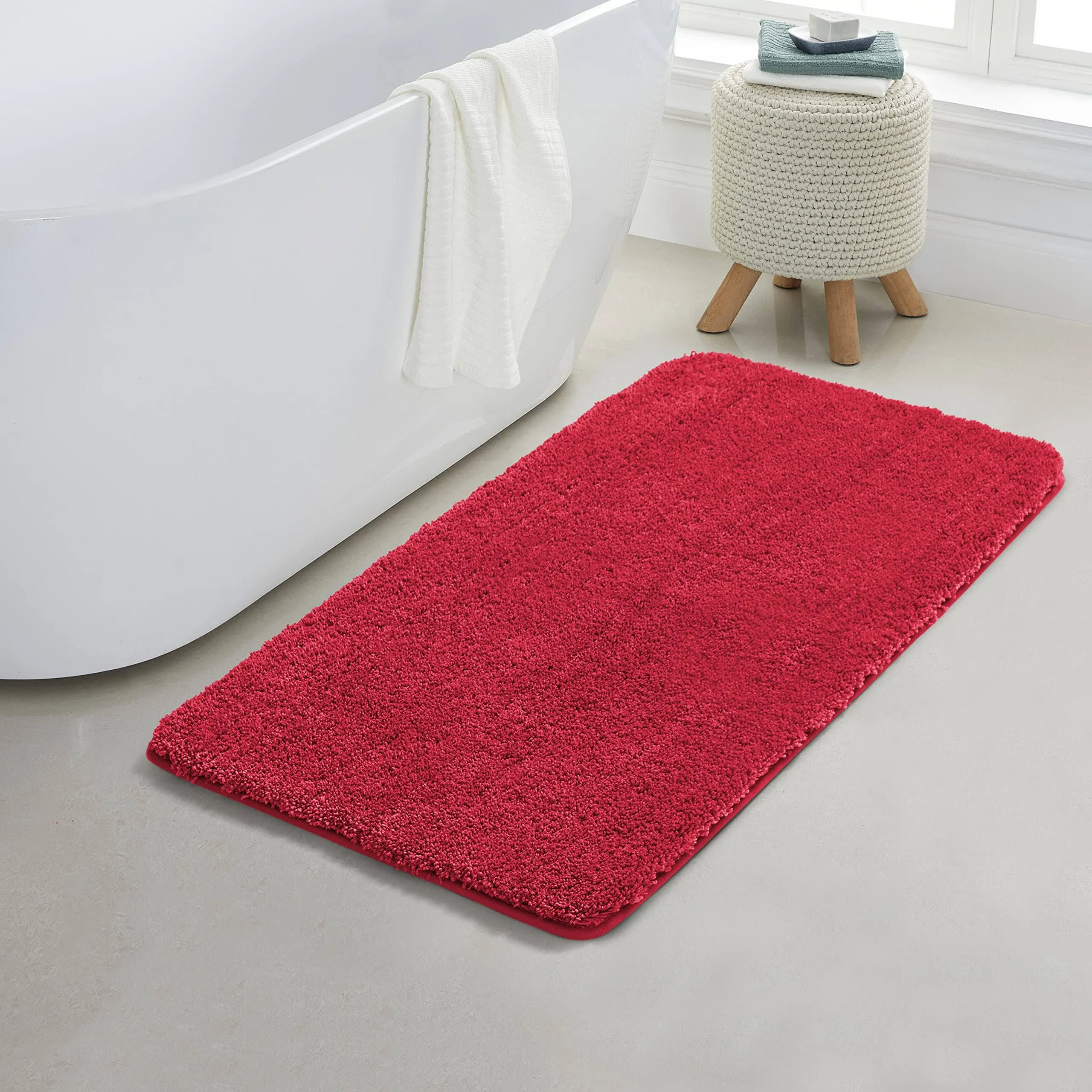 Yafa Home Fashion 1 Piece Solid Microfiber Soft Bathroom Rug, Non-Slip TPR Backing