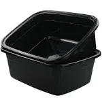 Idotry Rectangle Plastic Black Washing Basin/Tub, Pack of 2 (18 Quart)