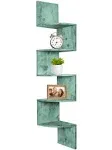 Greenco Corner Wall Shelf, 5 Tier Floating Shelves - Turquoise Finish