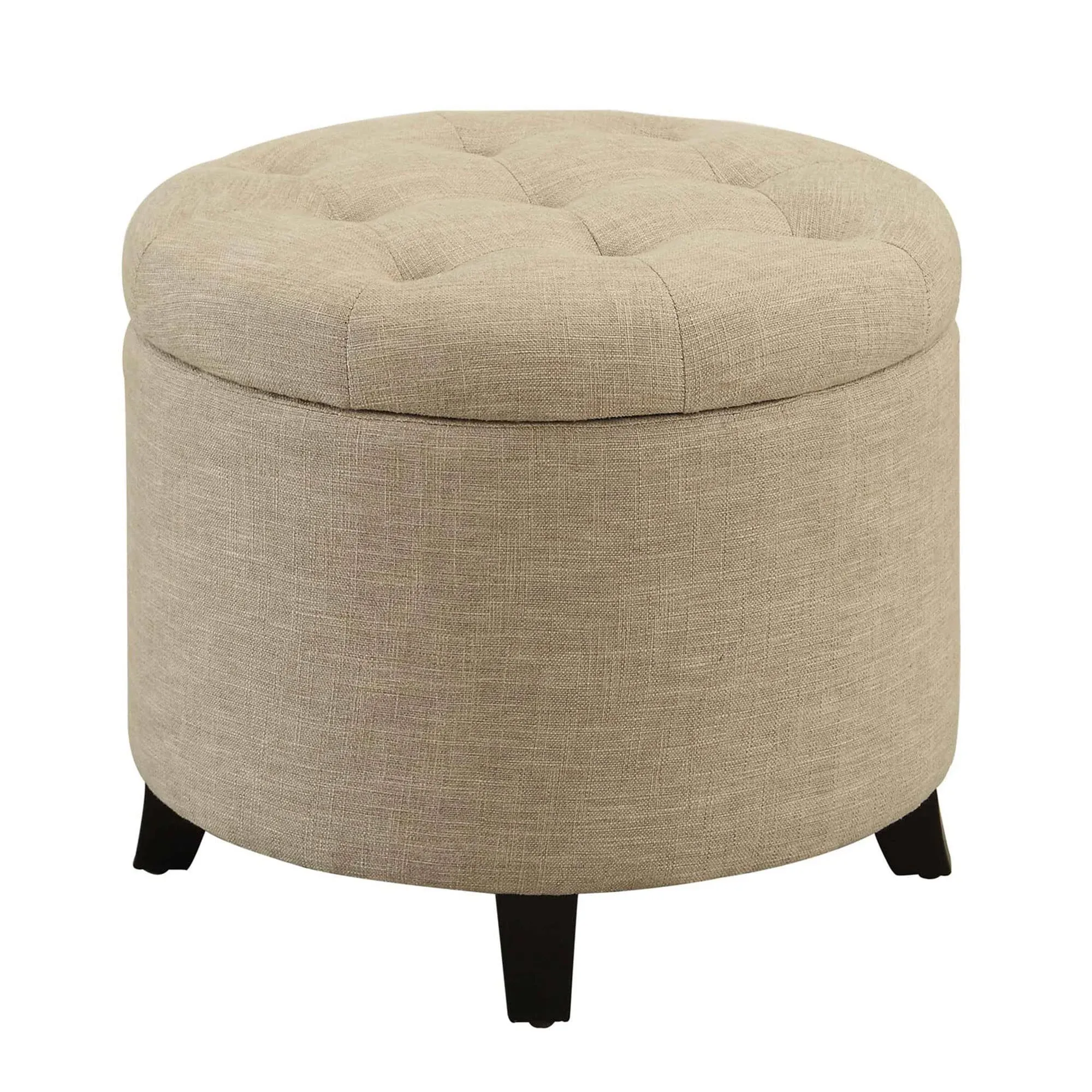 Round Ottoman in Tan Finish - Convenience Concepts 163060FT