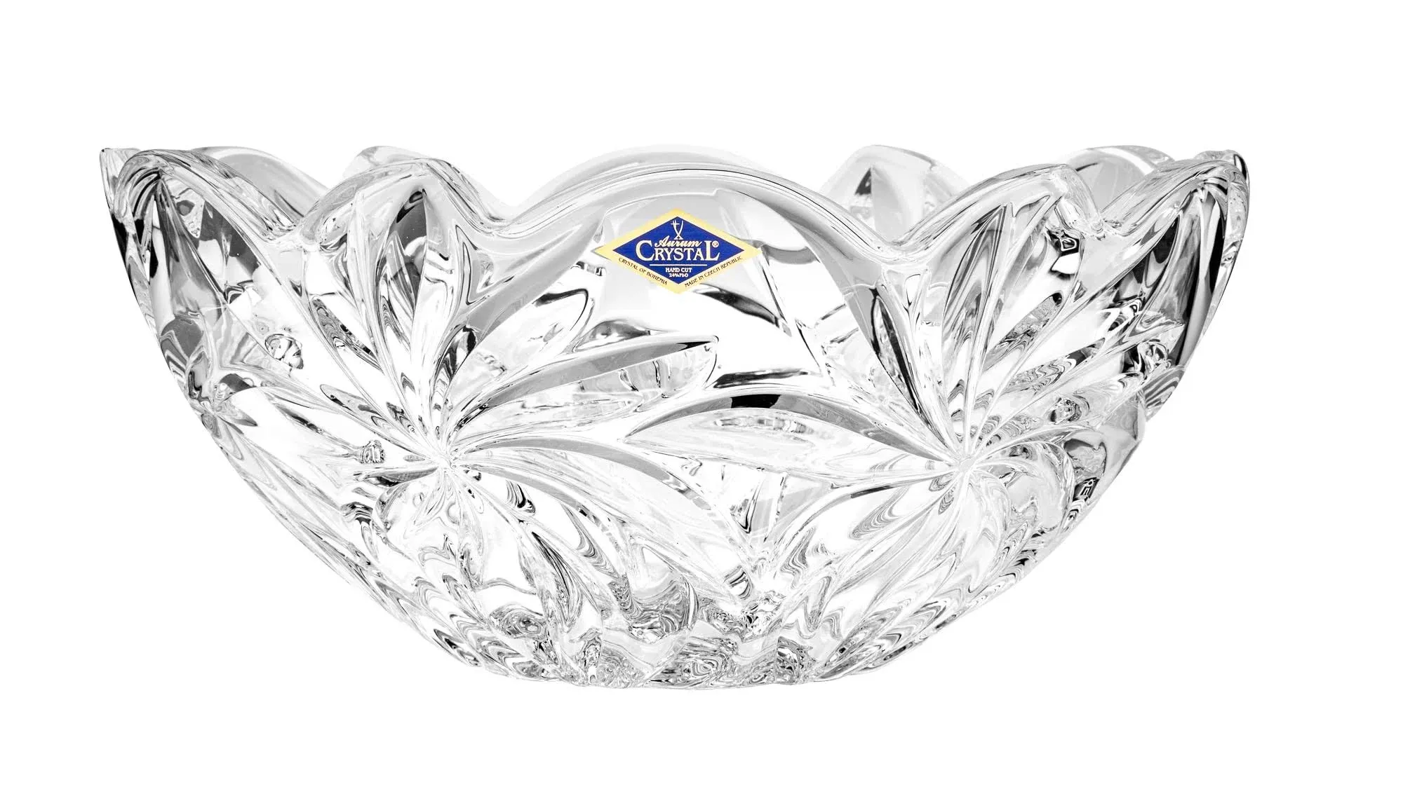 Bohemia Crystal AU52667 11.25" Bowl «FLORA» 28 cm, Decorative Bowl, Fruit Bowl, Centerpiece, Clear