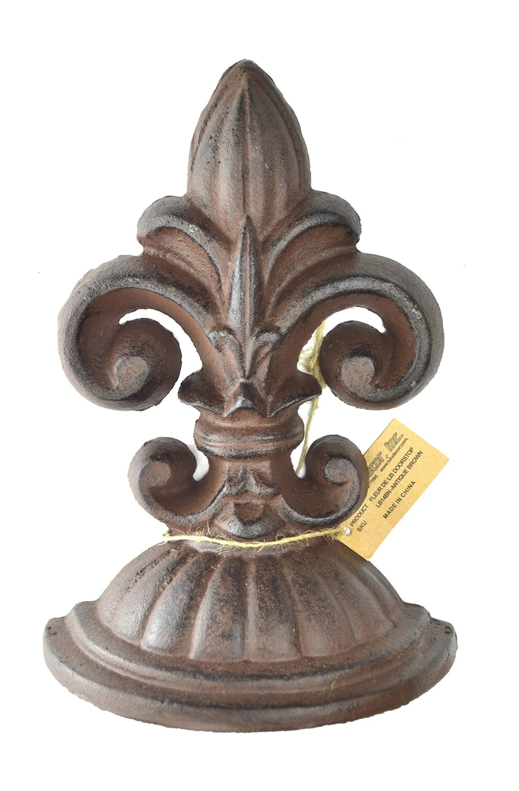 Lulu Decor, Cast Iron Fleur de Lis Door Stop, 2 lbs, Door Stopper (Antique Brown)