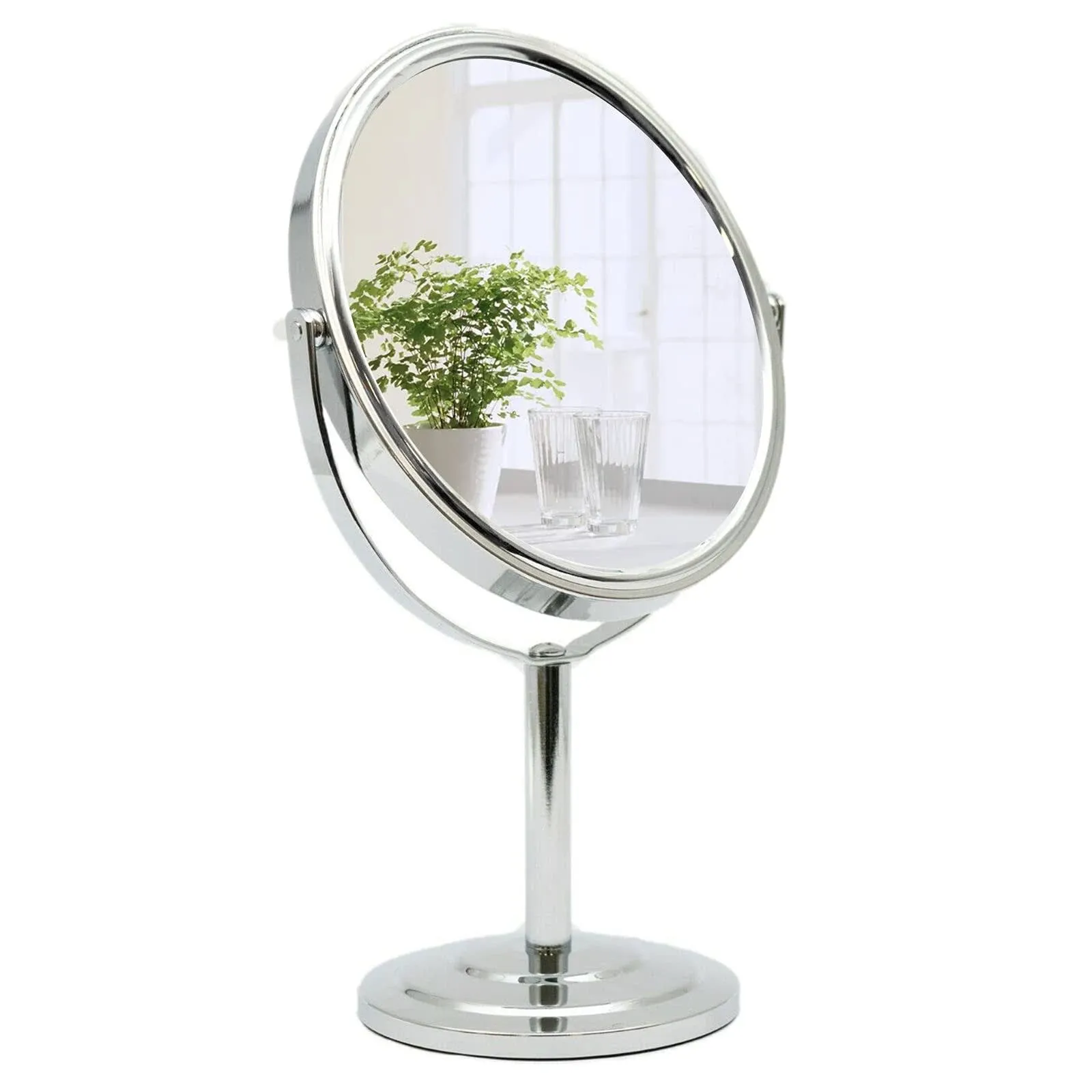 PINKZIO Two-Sided Swivel 360° Rotation Tabletop Makeup Mirror