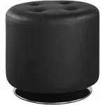 Bowman Round Upholstered Tufted Swivel Ottoman  N/A