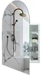 HESONTH Arched Medicine Cabinet with mirror,Recess or Surface Mounted Bathroom Medicine cabinets,24 ×36 Inch,Frameless Medicine Cabinet