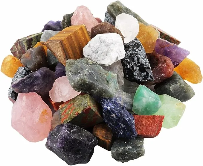 mookaitedecor 1 lb Bulk Natural Raw Crystals Rough Stones for Tumbling,Cabbing,Polishing,Wire Wrapping,Wicca & Reiki Crystal Healing,Assorted Stones