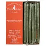 D'light Online Elegant Olive Green Taper Premium Quality Candles, Unscented, Hand-Dipped, Dripless and Smokeless - Individually Wrapped (10 inch,