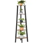 VASAGLE Corner Shelf, 5-Tier Corner Bookshelf, Storage Shelving Unit, Plant Stand for Living Room, Industrial Accent Furniture with Steel Frame, Rustic Brown and Black ULLS35X