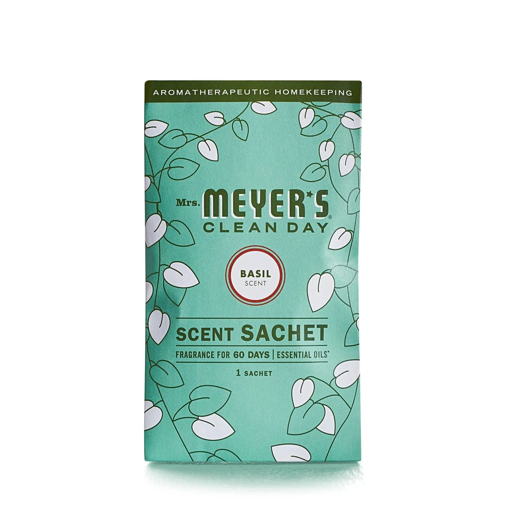 Air Freshener Scent Sachets, Fragrance for Your Locker, Car, Closet, and Gym Bag, Basil Scent, Mrs. Meyer's Clean Day, Pack of 3