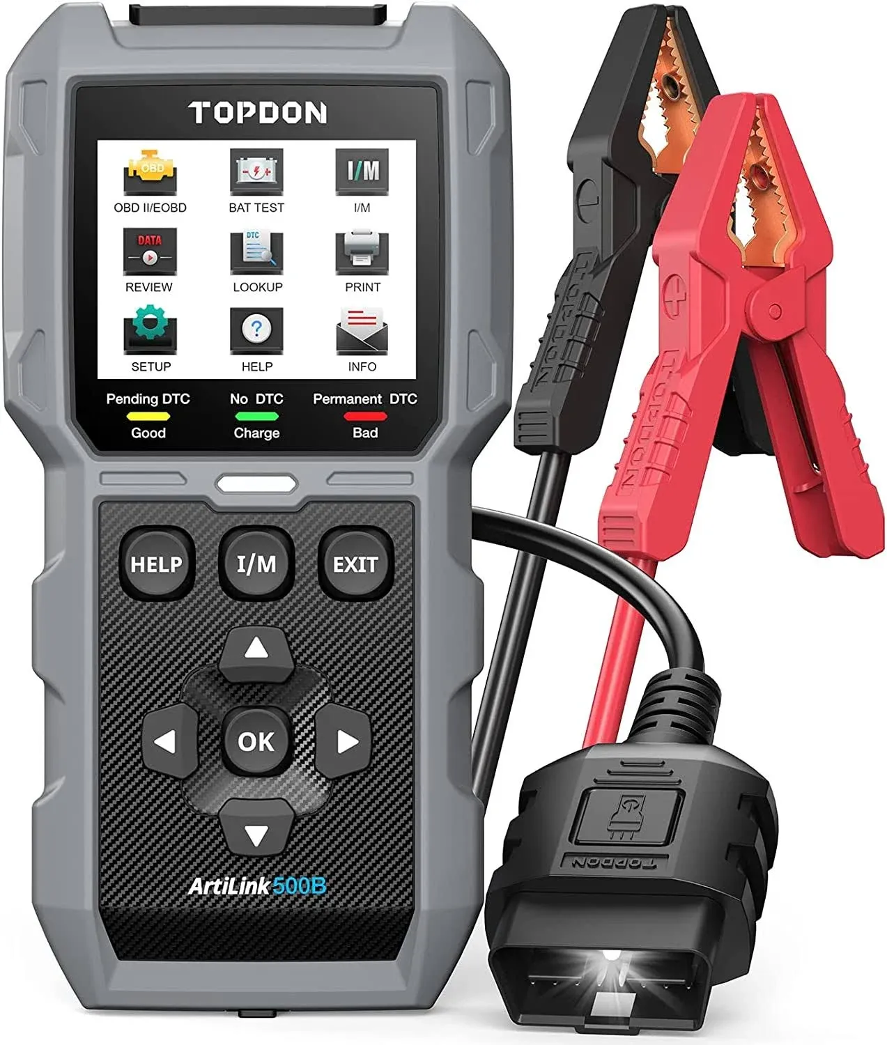 TOPDON AL500B OBD2 Scanner Battery Tester 2 in 1 Code Reader, Full OBDII Diagnosis, 12V Battery Tests & 12V/24V Cranking Tests, Charging Tests, Scan Tool, Car Diagnostic Tool for All OBDII Cars