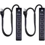 GE 6 Outlet Surge Protector 3ft. 450J Black 2 Pack – 83969