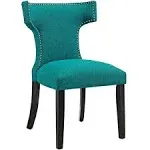 Modway Curve Fabric Upholstered Dining Side Chair, Teal