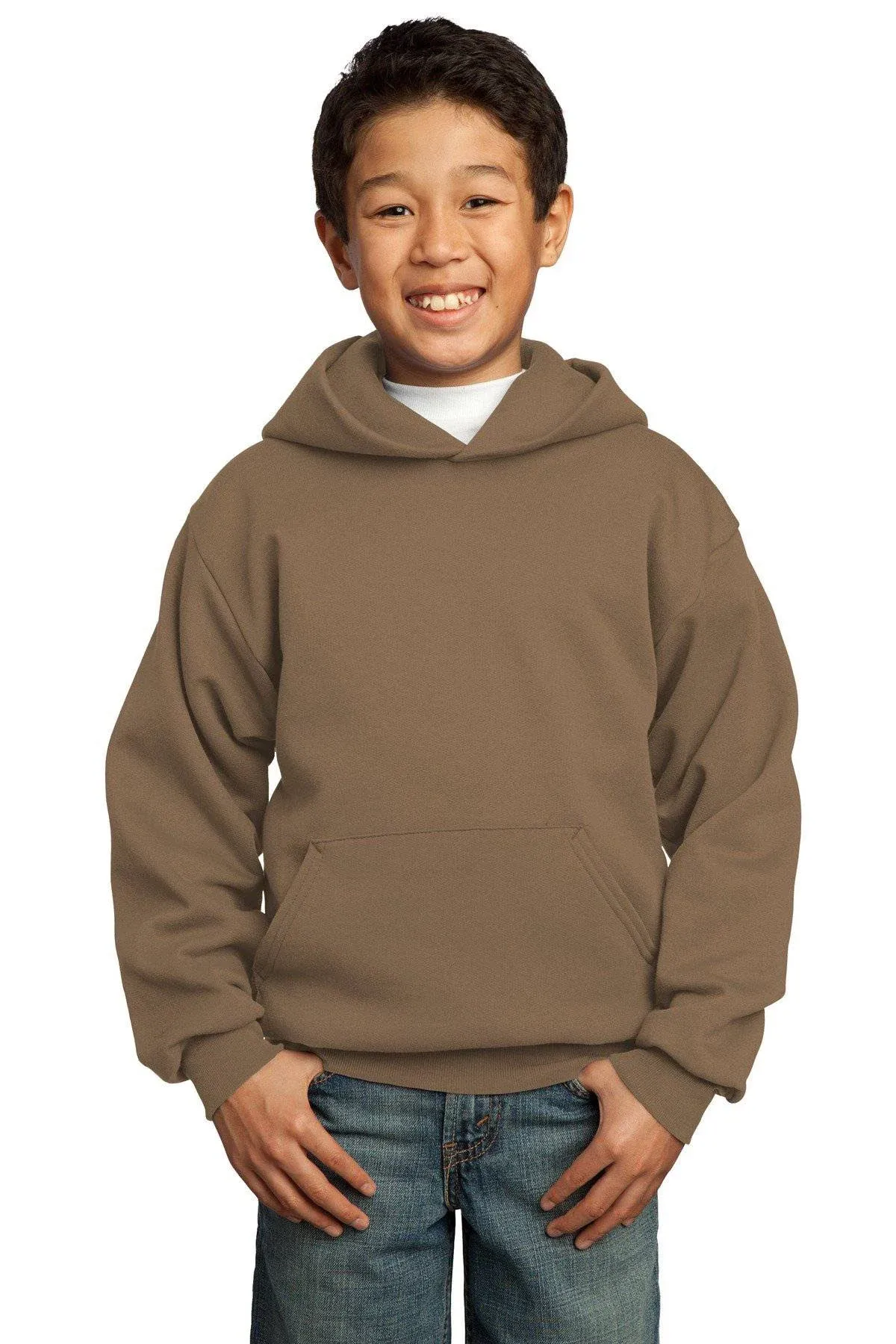 Port & Company PC90YH Youth Core Fleece Pullover Hooded Sweatshirt - Woodland Brown - XS