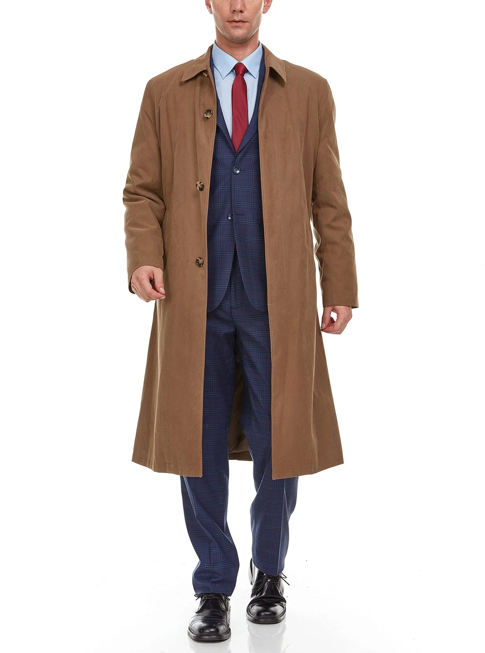 Adam Baker Men's Single Breasted Breasted Full Length Trench Coat All Year Round Raincoat