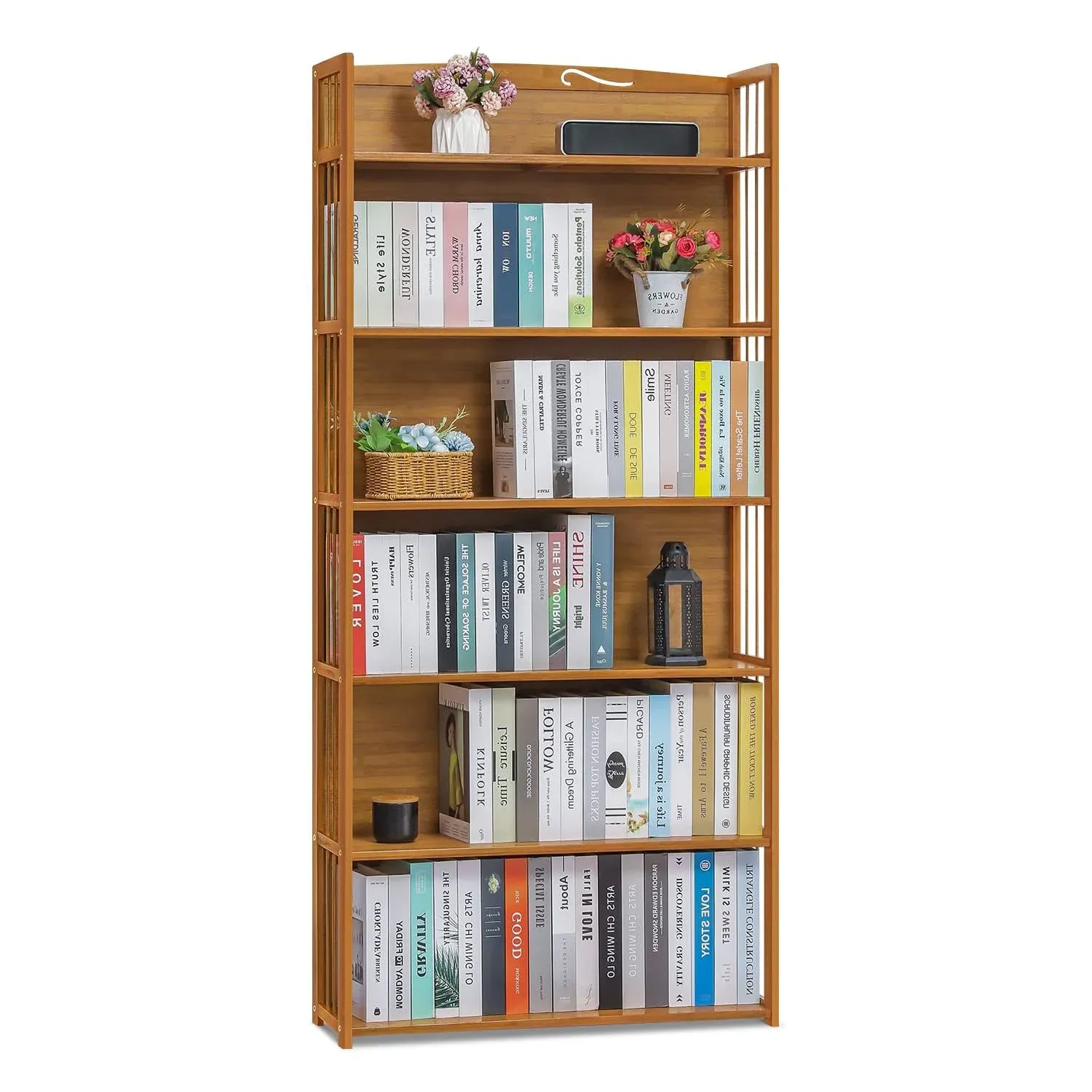 MoNiBloom Bamboo Bookshelf, 6-Tier Adjustable Tall Bookcase Rack, Natural