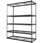 VEVOR Storage Shelving Unit 5-Tier Adjustable 2000 lbs Capacity Heavy Duty Garage Shelves Metal Organizer Wire Rack Black 60" L x 24" W x 78" H