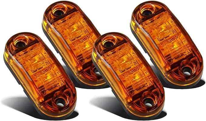 Partsam 4 Pcs 2.5inch Oval Amber Lens 2 Diode LED Trailer Truck Clearance Side Marker Light